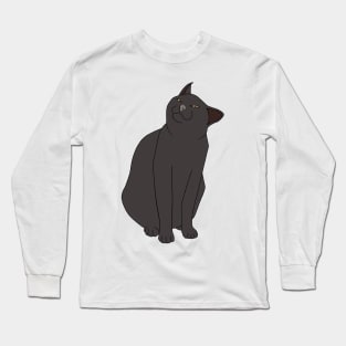 SMUG BLACK CAT MEME Long Sleeve T-Shirt